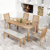 Wisteria Lane Aluminum 6 Pieces Patio Dining Sets, Outdoor Dining Table with 4 Chairs and Bench, Outdoor Patio Dining Furniture Set with Removable Cushion for Lawn, Garden, Backyard, Brown Wisteria Lane