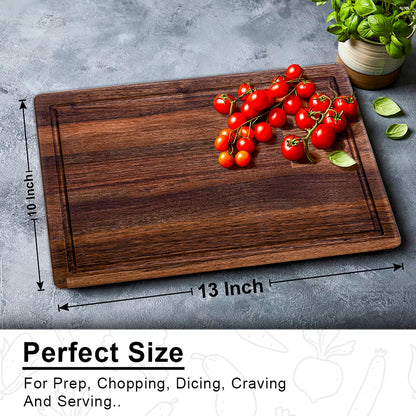 Kenzal Walnut Wood Cutting Boards for Kitchen, Heavy Duty for chopping with Juice Groove, for Meat(Butcher Block), Cheese and Vegetables 13 x 10 Inches