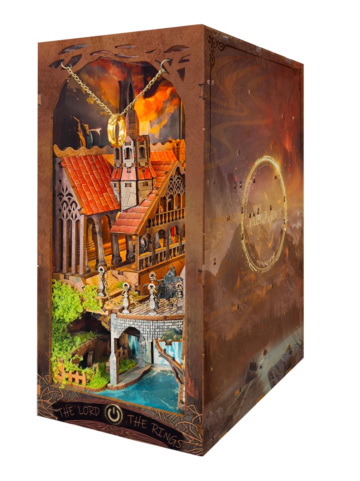 IBOHEYE Book Nook with LED Light - 3D Puzzles for Adults, DIY Miniature House Kit,3D Creative Decorative Bookend, Magic Book Nook, Perfect, Dollhouse Book Nooks - The Lord The Ring IBOHEYE