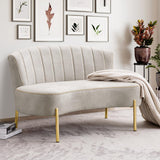 annjoe Loveseat Settee Upholstered Sofa Couch Banquette Bench Ottoman with Backrest and Golden Metal Legs for Dining Room Living Room Bedroom Funiture annjoe