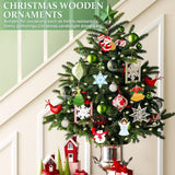 80PCS Wooden Christmas Ornaments to Paint, 8 Styles DIY Blank Unfinished Wood Reindeer Santa Claus Christmas Tree Ball Snowman Snowflake Angel Cutouts Ornament for Crafts Winter Hanging Decorations Sophena