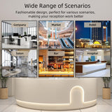 odrma Retail Counter, Arc Receptionist Desk for Beauty Salon Clothing Store Retail Counter, Office Boutique Lobby, Customized Logo No Assembly Required Ships in One Piece, with Hidden LED Lighting odrma