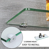 SAYAYO Glass Floating Shelves for Wall, Tempered Glass Shelves for Bathroom, Living Room, Bedroom, Office, Toilet, Kitchen Decor, 12Inch Set of 3, Clear SAYAYO