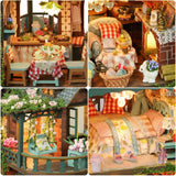 Plustopoy DIY Miniature House Kit - DIY Mini House Building Kit - Wooden Dollhouse Miniature Kit -Tiny Garden House Diorama Building Kits with Light - 3D Puzzle Adult Craft Unique Gift Plustopoy