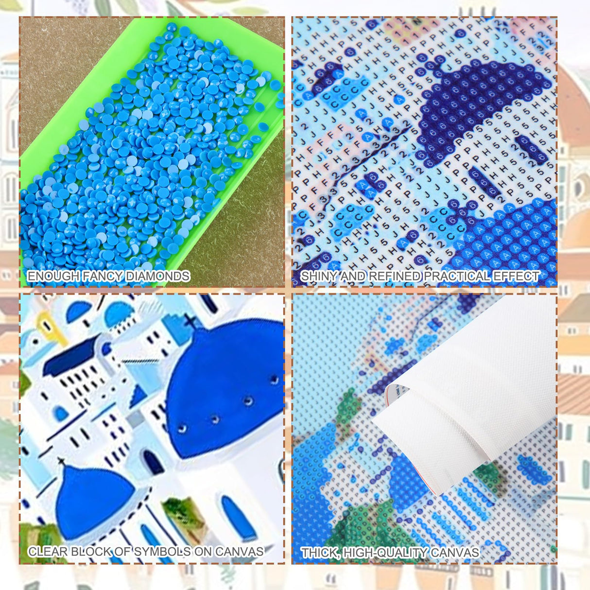 Yeaqee 4 Pcs Diamond Art Kits DIY Painting for Adult Aesthetic Wall Diamond Crafts Aesthetic Room Decor Cute Painting Pictures 5d Craft Wall Decor for Home 10 x 11.8''(Scenery) Yeaqee