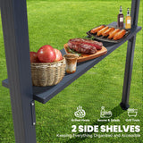 UPHYB 8x5 Louvered Pergola, Aluminum BBQ Pergola, Hardtop Gazebo for Outdoor Grill, Adjustable Rainproof Roof, Pergolas for Patio, Black UPHYB