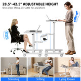 GallopFun Mobile Laptop Standing Desk Adjustable Height, Small Mobile Desk Workstation with Wheels, Portable Rolling Computer Desk Cart for Home Office Classroom (White) GallopFun