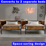 SIMPLEZC Upgraded Version Heavy Duty Thicken Metal Twin XL Over Twin XL Bunk Bed, Best Industrial Bunk Bed Twin XL Size for Adults, Convertible into 2 Beds with Wood Board, Water Pipe Design (Twin XL) SIMPLEZC