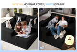 Modular Sectional Couches for Living Room,105" Cloud Couch with L-Shape Chaise,Comfy Sofa Living Room Sofas with Deep Seat,No Assembly L Couch,Corduroy Fabric(Black,L) Homguava