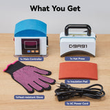 D9A91 Hat Press,Mini Hat Press Machine. for Caps, T-Shirt & More, Curved Heating Plate and Silicone Base,Heat Up Fast and Even, No Crease, LCD Digital Temperature &Timer Control-Light Blue D9A91