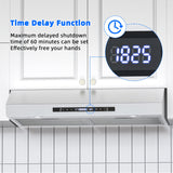 FIREGAS Range Hood 30 Inch Under Cabinet, 450 CFM Ducted/Ductless Kitchen Hood with 3 Speed Fan, Stove Hood Vent with Gesture and Touch Control, Delay Function and LED Lights, Charcoal Filter FIREGAS