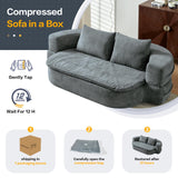 79" Convertible Sleeper Sofa Bed, Flodable Futon Chair Bed with Pillow & Blanket, Grey Boneless Sofa in Box, Lazy Floor Lounger Couches for Living Room, Compressed Couch in a Box, Velvet Fabric UKMTUET