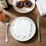 FOCUSLINE 100 Count Linen-Feel Disposable Cocktail Napkins -Square White Beverage Napkins - Soft and Absorbent Bulk Party Paper Napkins for Bar, Restaurant, Café, Wedding, Dinner or Events FOCUSLINE