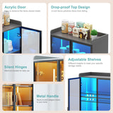 Lvifur 65" Display Cabinet with Lights, 5 Tier Curio Cabinets Bookcase with Adjustable Shelves, Tall Storage China-Cabinet with Human Body Induction for Living Room (Grey) Lvifur