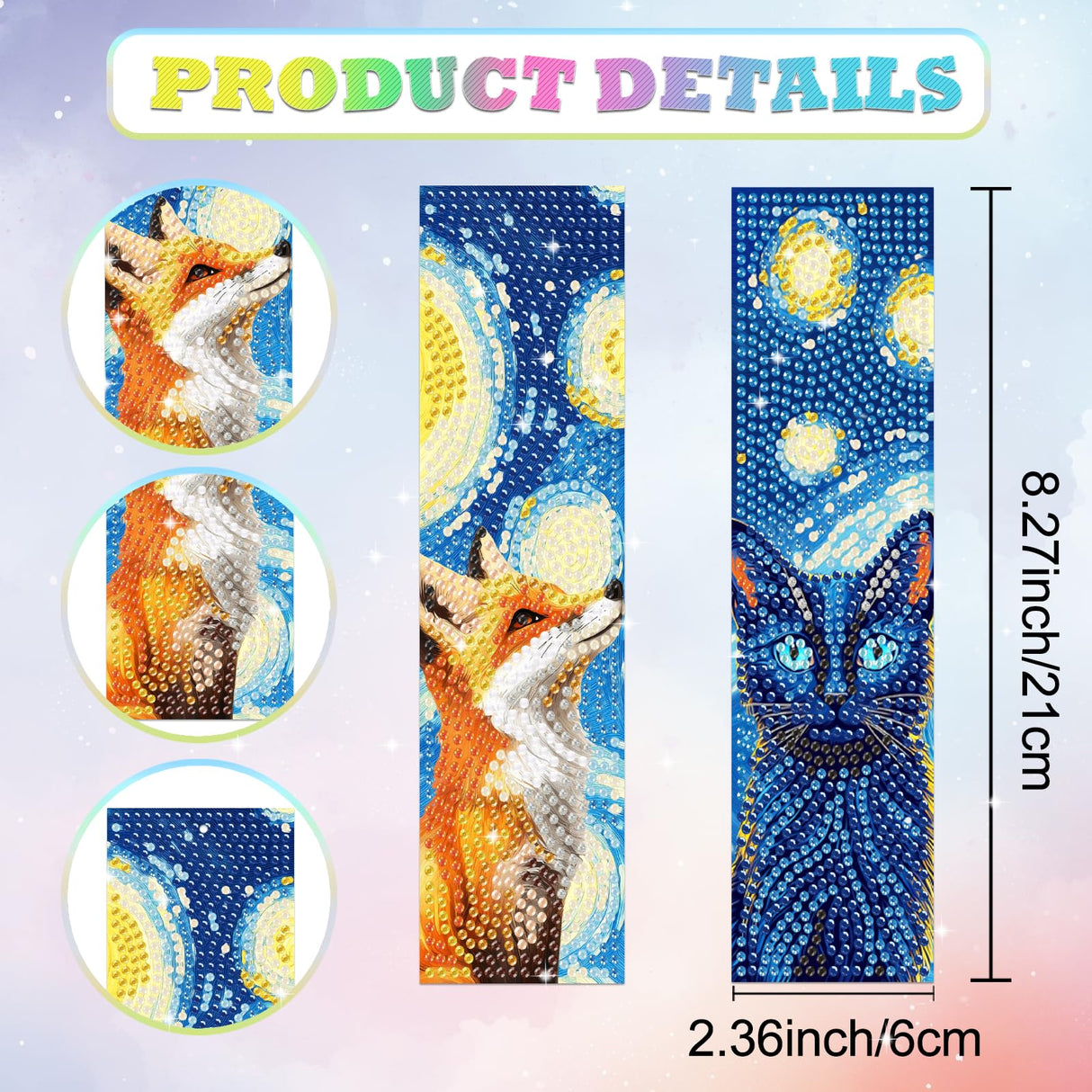beinkmake 10Pcs Animals and Starry Sky 5D Diamond Art Bookmarks Cute Diamond DIY Painting Bookmarks Rhinestones Beaded Tassel Acrylic Bookmark for Adult Beginner Crafts beinkmake