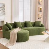 VYNELITO Oversized Sectional Sofa with Chaise for Living Room, 99" Modern Luxury Chenille 4-Seater Sofa Extra Wide Seat L-Shape Curved Cloud Couch with 4 Throw Pillows,Antique Green VYNELITO