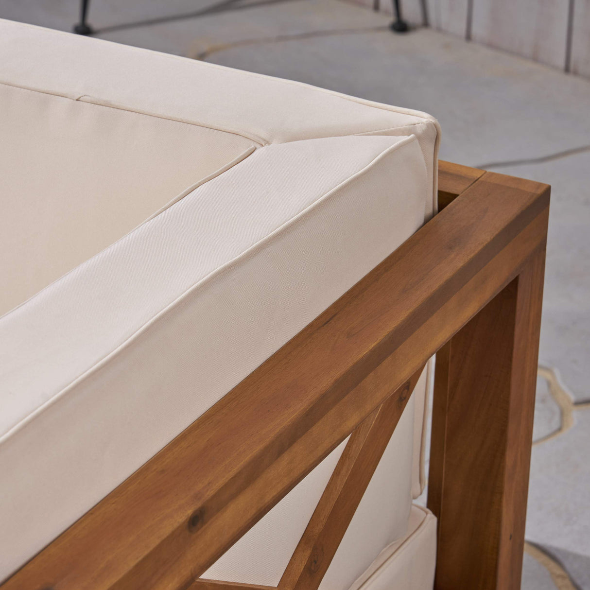 GDFStudio Outdoor Sectional Sofa Set | 3-Seater | Acacia Wood | Water-Resistant Cushions | Teak and Beige GDFStudio