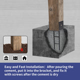 TPSHKE 8 Pack U Shape Post Anchor, 4"x 4" Post Base for Concrete, Design Patent Product, 11 Gauge 3 mm Thickness Galvanized Black Pergola Deck Bracket with Screws(Inner Dia 3.6x3.6) TPSHKE