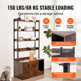 VEVOR Cat Litter Box Enclosure, Hidden Cat Box Furniture with 4 Storage Shelves, Large Cats House Cabinet Hidden Fit Most Litter Box, Wooden Cats Washroom Indoor, 33.5"L x 19.3"W x 72.3"H, Dark Brown VEVOR