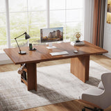 Tribesigns 63 Inches Office Executive Desk, Home Office Desk Large Computer Writing Table with Storage, Wood Workstation Desk Small Conference Table Tribesigns