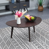 FIRMINANA Small Oval Coffee Table for Living Room,Mango Tabletop Mid Century Modern Coffee Table,Espresso,18.9" D x 33.47" W x 15.75" H FIRMINANA