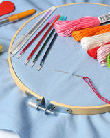 Caydo 10 Pieces Embroidery Fabric, Including 10 Colors Embroidery Cotton Fabric, 5 Colors Water-Soluble Pens, 7.9 by 7.9 Inch Caydo