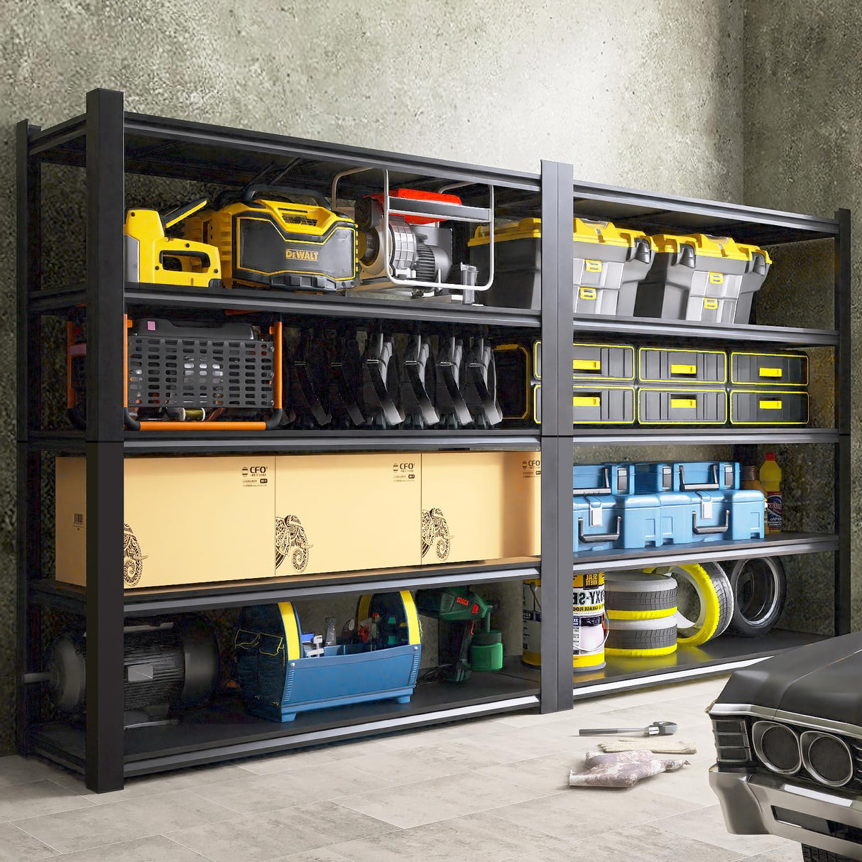 FATIGOS 72''H Garage Shelving Heavy Duty Storage Shelves 3500LBS Metal Garage Storage Shelves Adjustable Metal Shelf, Heavy Duty Storage Rack for Basement Warehouse 24" D x 47" W x 72" H FATIGOS