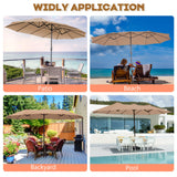 AONETOZ 15ft Large Patio Umbrella,Double Sided Big Umbrella For Patio,Extra Large Outdoor Umbrella,Khaki AONETOZ