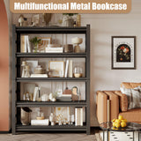 Tall Bookshelves, 72 Inch High Metal Bookshelf with Adjustable Shelves, Book Organizer and Bookcases, Book Shelves for Bedroom, Office, Living Room, Black Leariso