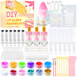 WhizToys DIY Lip Gloss Making Kit 74 PCS, Yellow Kids Lip Gloss Supplies Set Beginner, Fun Craft Set Moisturizing Base, Gift for Girls, Kids, Teenagers, Women WhizToys
