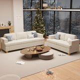 YOUDENOVA Sofa, 2 Piece Set Comfy Couch, 3 Seater & Loveseat Sofa with Deep Seats, Modern Sleeper Couch for Living Room, Beige Chenille YOUDENOVA