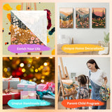 3 Pack Landscape Paint by Numbers Kit for Adults with Frame, Wildflowers Paint by Numbers, Adult Gift Craft Kits 7.8x11.8Inch with Frame and Easel Mandun