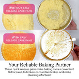 Aunt Shannon's Kitchen 8 Inch Round Cake Pans, 3 Pack, Silver Cake Pan with a Built-in Swivel Blade, Easy Release Cake Pans Set for Baking, Baking Pans Set for 3-Layer Cake, Dishwasher Safe Aunt Shannon's Kitchen