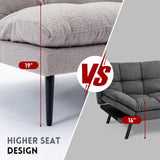 Siiejia Futon Sofa Bed, Convertible Sleeper Futon Couch Bed Adjustable Backrest Couch Splitback Modern Loveseat Small Sofa for Living Room, Apartment, Office, Bedroom, Grey Siiejia