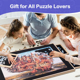 1500 Pieces Rotating Puzzle Board with Tilting and Cover, 36.2’x25.2’ Portable Wooden Jigsaw Puzzle Table with Lazy Susan and Drawers for Adults, Gift for Mom, Family, Friend Miereirl