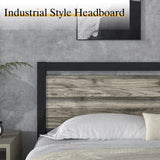 Catrimown Heavy Duty Full Size Bed Frame with Stylish Washed Grey Wood Headboard and Footboard Catrimown