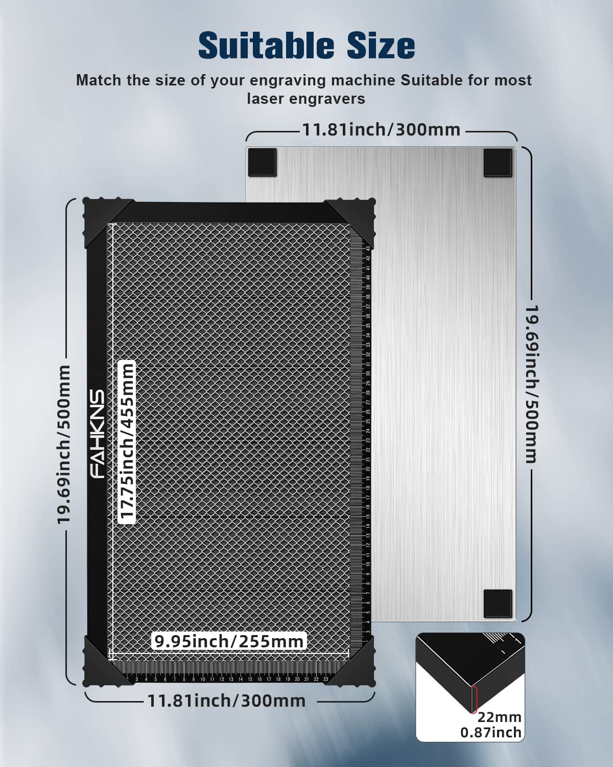 Honeycomb Working Table 11.81 x 19.69 x 0.87 inch Honeycomb Laser Bed with Aluminum Plate Fast Heat Dissipation and Table-Protecting Honeycomb Working Panel for Laser Engraver Cutting Machine - WoodArtSupply