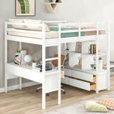 Modern White Full Loft Bed with Desk & Storage by Harper & Bright Designs Harper & Bright Designs
