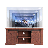 Farmhouse TV Stand for TVs up to 65+ Inch, Mid-Century Entertainment Center w/ Sliding Barn Doors and Storage Cabinets, Wood Rustic Media Console Table w/ Adjustable Shelf for Living Room, Barnwood YOUDENOVA
