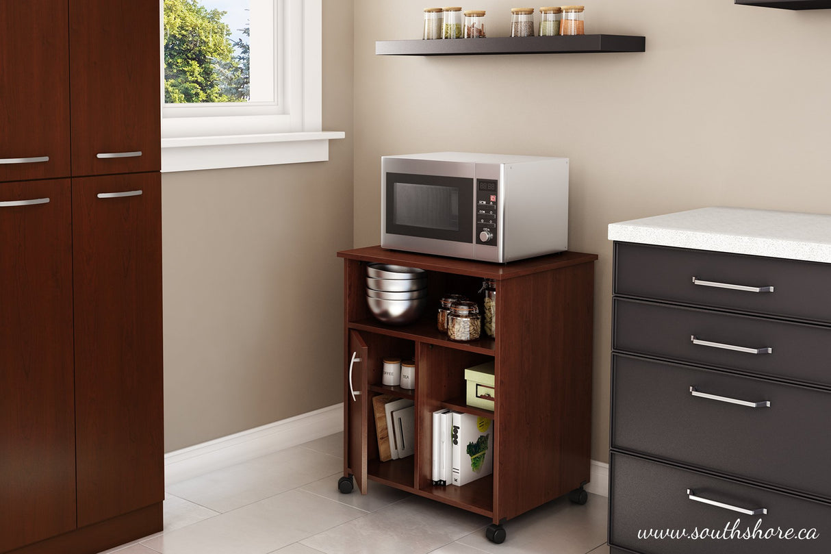 South Shore, Royal Cherry 4-Door Storage Pantry with Adjustable Shelves South Shore