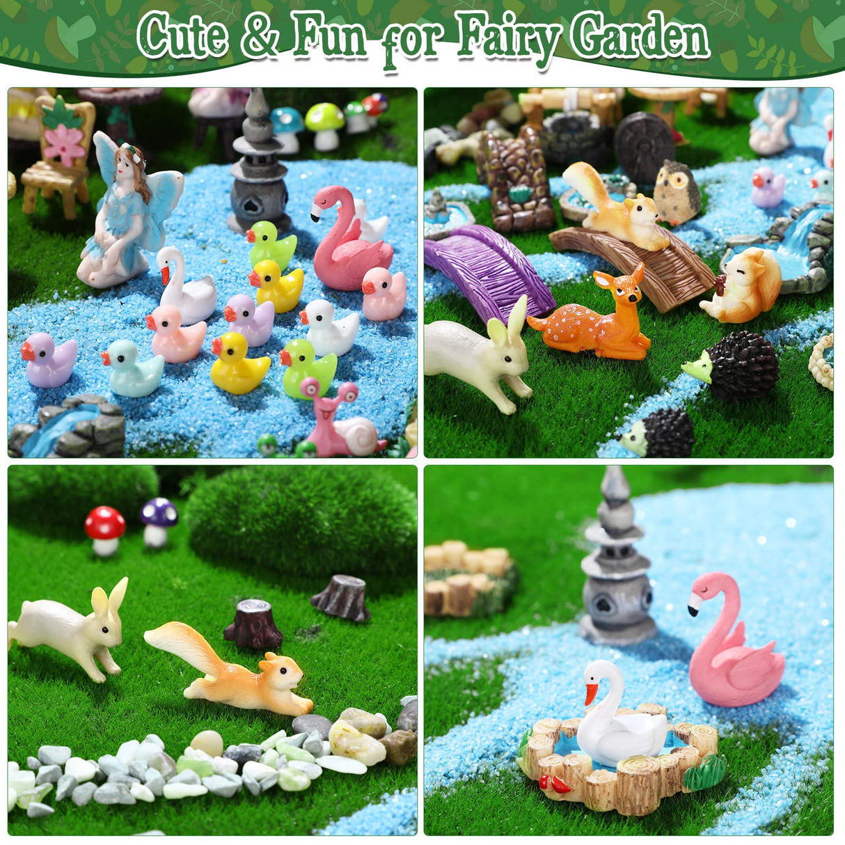 120 Pieces Garden Kit Accessories Garden Animals Miniatures Fairies Miniature Figurines Micro Landscape Ornaments DIY Kit for Outdoor Yard Lawn Unittype