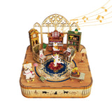 Tonecheer Wooden Music Box Puzzle for Adults,DIY Rotating Music Box Kit 3D Creative Musical Puzzle Crafts Model Building Kits Desk Decor for Teens Kids Birthday Gift (Cats Family) Tonecheer