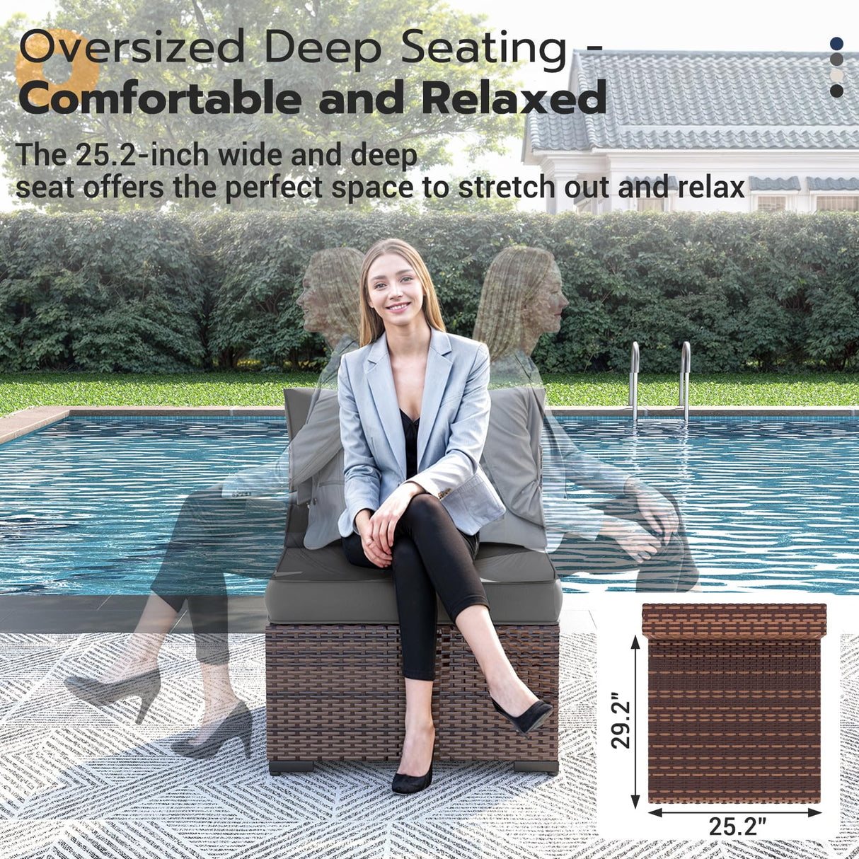 UDPATIO Patio Furniture Set with Fire Pit Table, 8 Piece Outdoor Sectional Modular Sofa, Wicker Outdoor Furniture Conversation Sets with Waterproof Cover for Backyard Deck (Brown/Dark Grey) UDPATIO