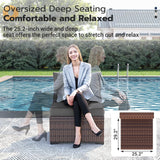 UDPATIO Patio Furniture Set with Fire Pit Table, 8 Piece Outdoor Sectional Modular Sofa, Wicker Outdoor Furniture Conversation Sets with Waterproof Cover for Backyard Deck (Brown/Dark Grey) UDPATIO