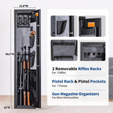 BlackSmith 5 Biometric Rifles Safe Long Gun Safe for Home Rifles and Pistols Quick Access Fingerprint Gun Cabinet Dual Alarm 2 Rifles Gun Rack Password Memory Function 16 Gauge Alloy Steel BlackSmith