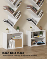 SUNMORY 6 Tier Tree Bookshelf, Tall Bookcase with Storage Cabinet, Modern Narrow Bookshelves Organizer, Floor Standing Book Shelf for Bedroom/Living Room/Home Office/Corner, White SUNMORY