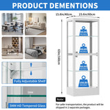 Desirable Life Glass Display Cabinet with 13-Color Light, 63" 4-Tier Curio Cabinet with 2 Glass Doors & Lock, Lighted Display Case with Adjustable Shelves for Collectibles Figures Trophy (White) Desirable Life