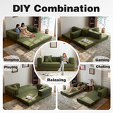 LIAROO 78.8" Convertible Sofa Bed - Compression Sofa with Corduroy Fabric - with Armrests and Backrest - Modular Sectional for Living Room, Bedroom, Studio - Compression Sofa in Box (Green) LIAROO
