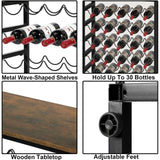 Dripex 30 Bottles Wine Rack Free Standing Floor, 6-Tier Display Wine Storage Shelves with Wooden Table Top, Sturdy Metal Bottle Holder for Kitchen Bar Pantry 23.2''L x 11.8''W x 34.7''H Dripex