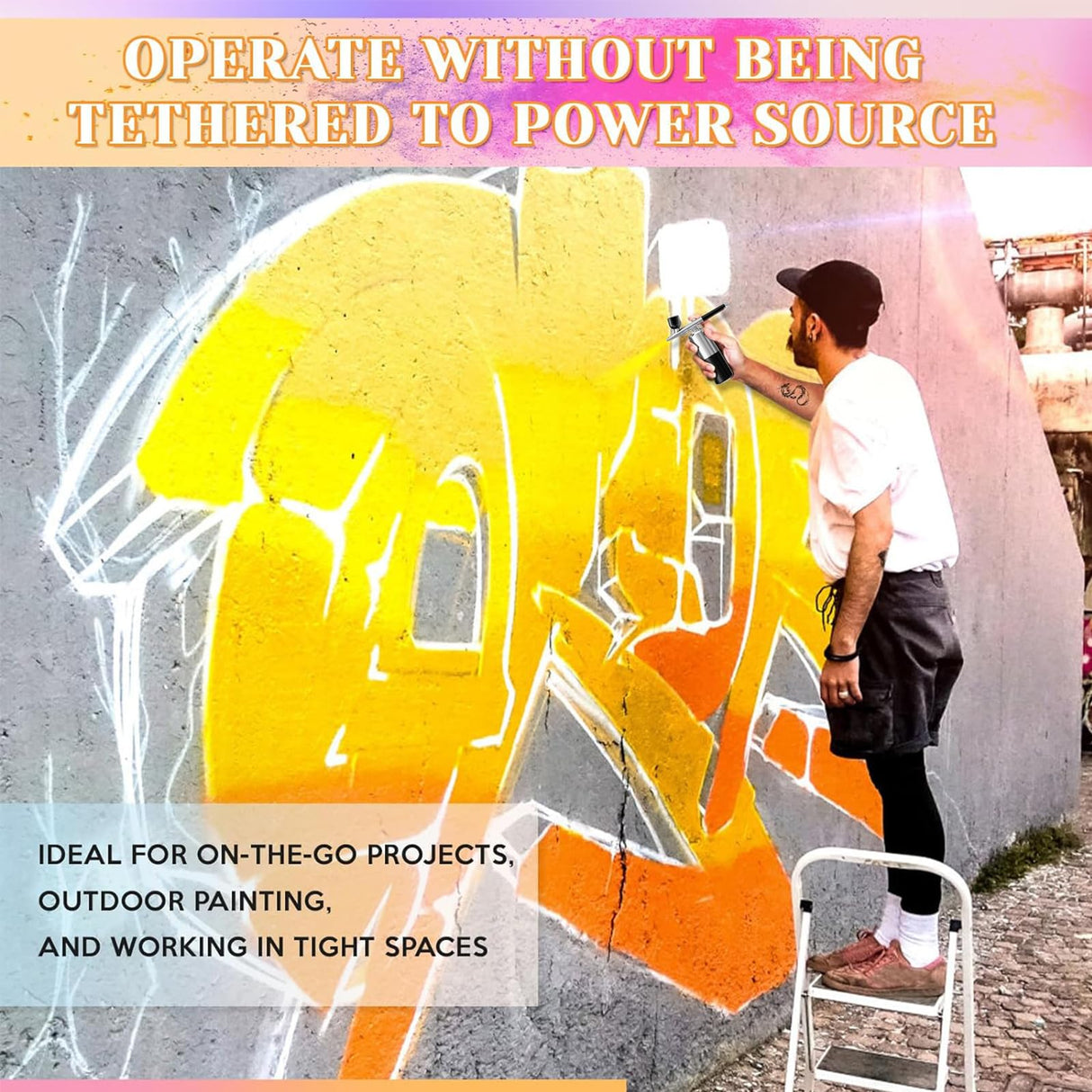 Airbrush Sets Air Brush Kit With Air Compressor Nail Paint Wireless Air Brush for Barber, Nail Art, Cake Decor, Makeup, Model Painting (Silver black) crpen